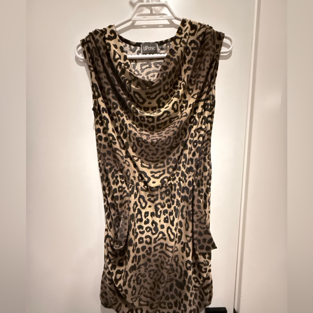UPchic Leopard Print Sleeveless Drape Neck Top - Brown & Black - Picture 2 of 5